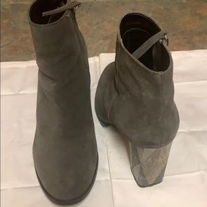 Gray suede leather booties